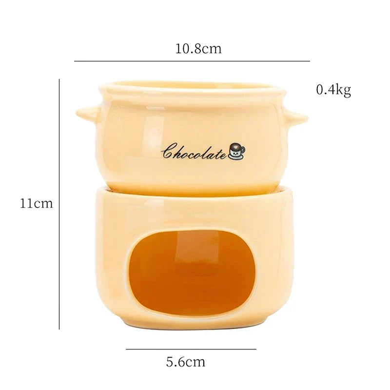 Fondue Pot Ceramic Candle-Heated