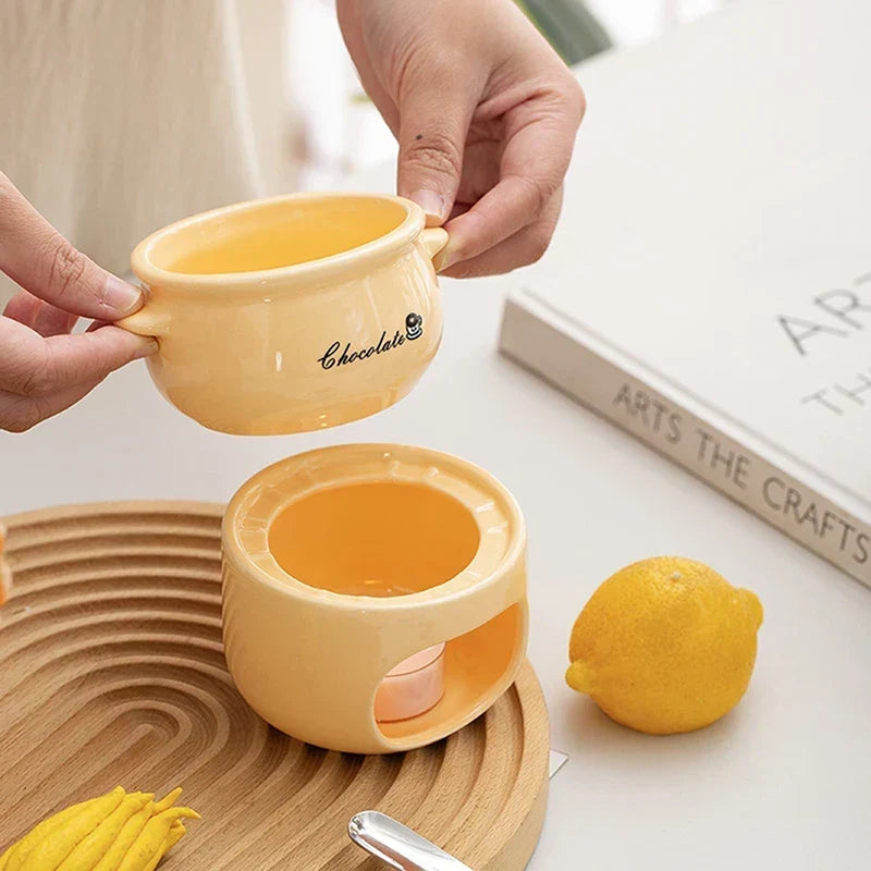 Fondue Pot Ceramic Candle-Heated