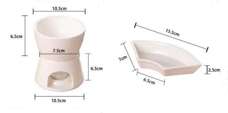 Fondue Pot Ceramic Candle-Heated Dishwasher-Safe Set With Forks & Trays