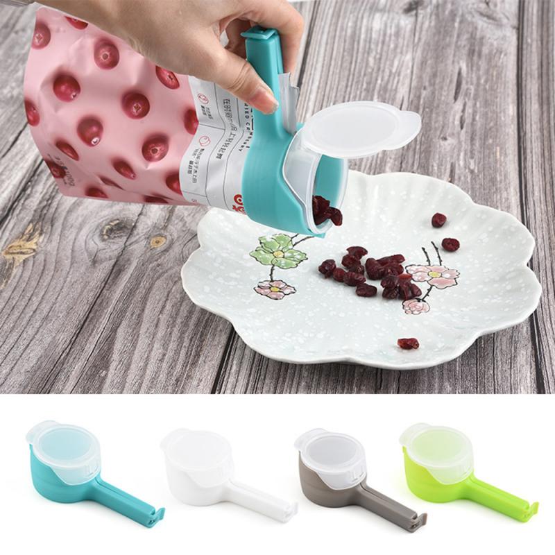 Food Bag Clip Airtight Seal Built-In Pour Spout Reusable