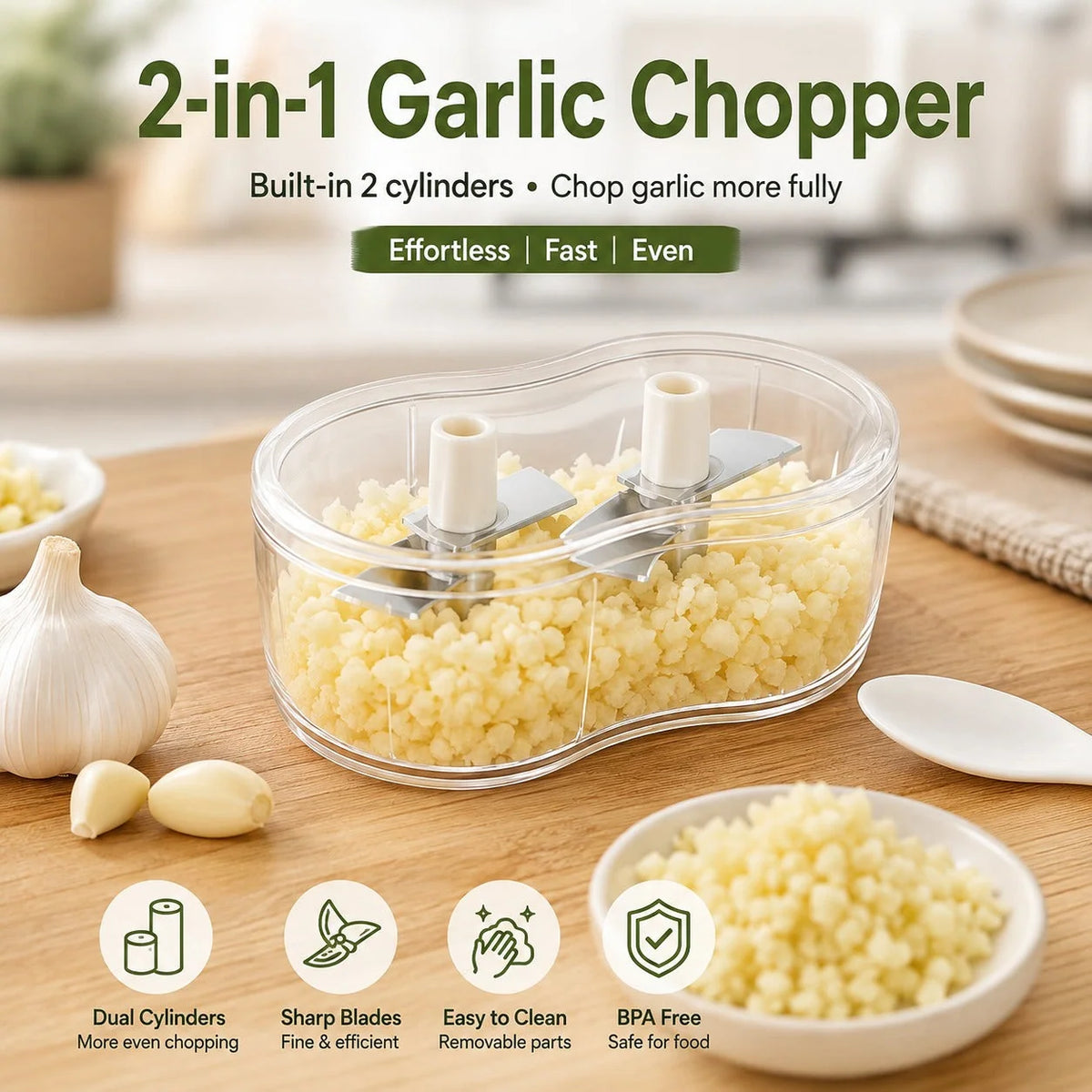 Food Chopper Stainless Steel Blades Easy Clean
