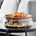 Food Storage Bowl Borosilicate Glass Acacia Wood Lid