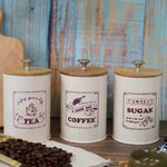 Food Storage Canister Set Iron Bamboo Lids Set of 3