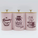 Food Storage Canister Set Iron Bamboo Lids Set of 3