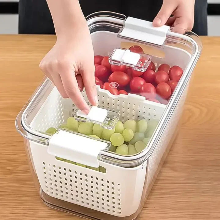 Food Storage Container Built-In Strainer Adjustable Compartments BPA-Free