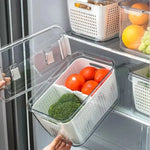Food Storage Container Built-In Strainer Adjustable Compartments BPA-Free