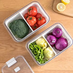 Food Storage Container Built-In Strainer Adjustable Compartments BPA-Free
