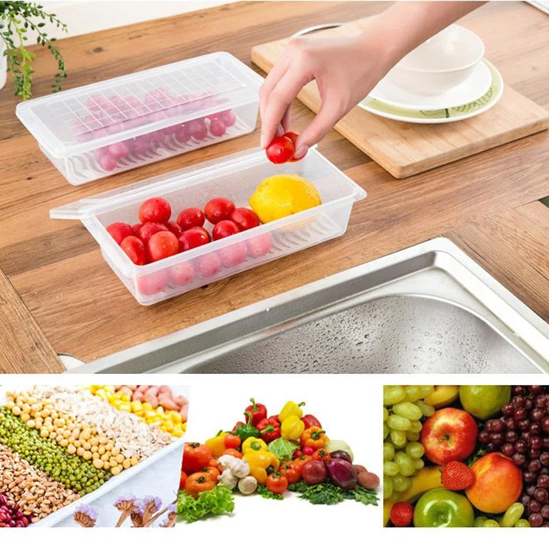 Food Storage Container Stackable BPA-Free with Extendable Drainage Tray