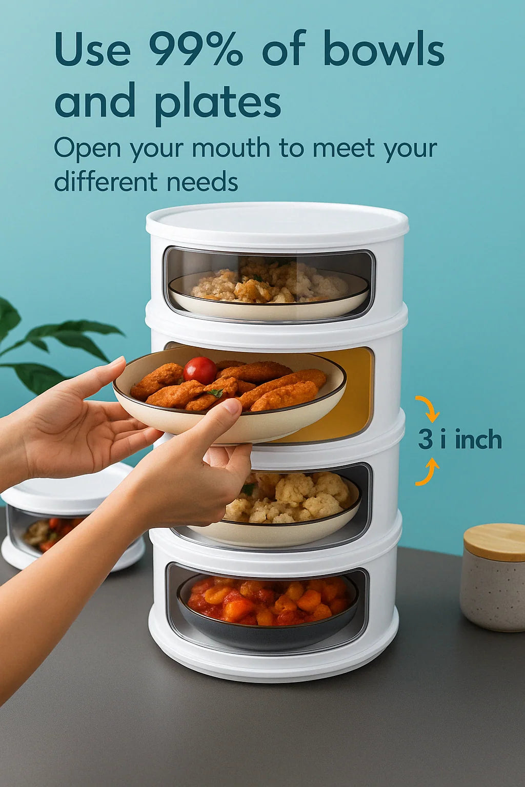 Food Storage Container Stackable Dust-Tight Removable Trays