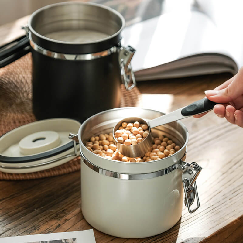 Food Storage Container Stainless Steel Airtight Freshness Seal Spoon Included