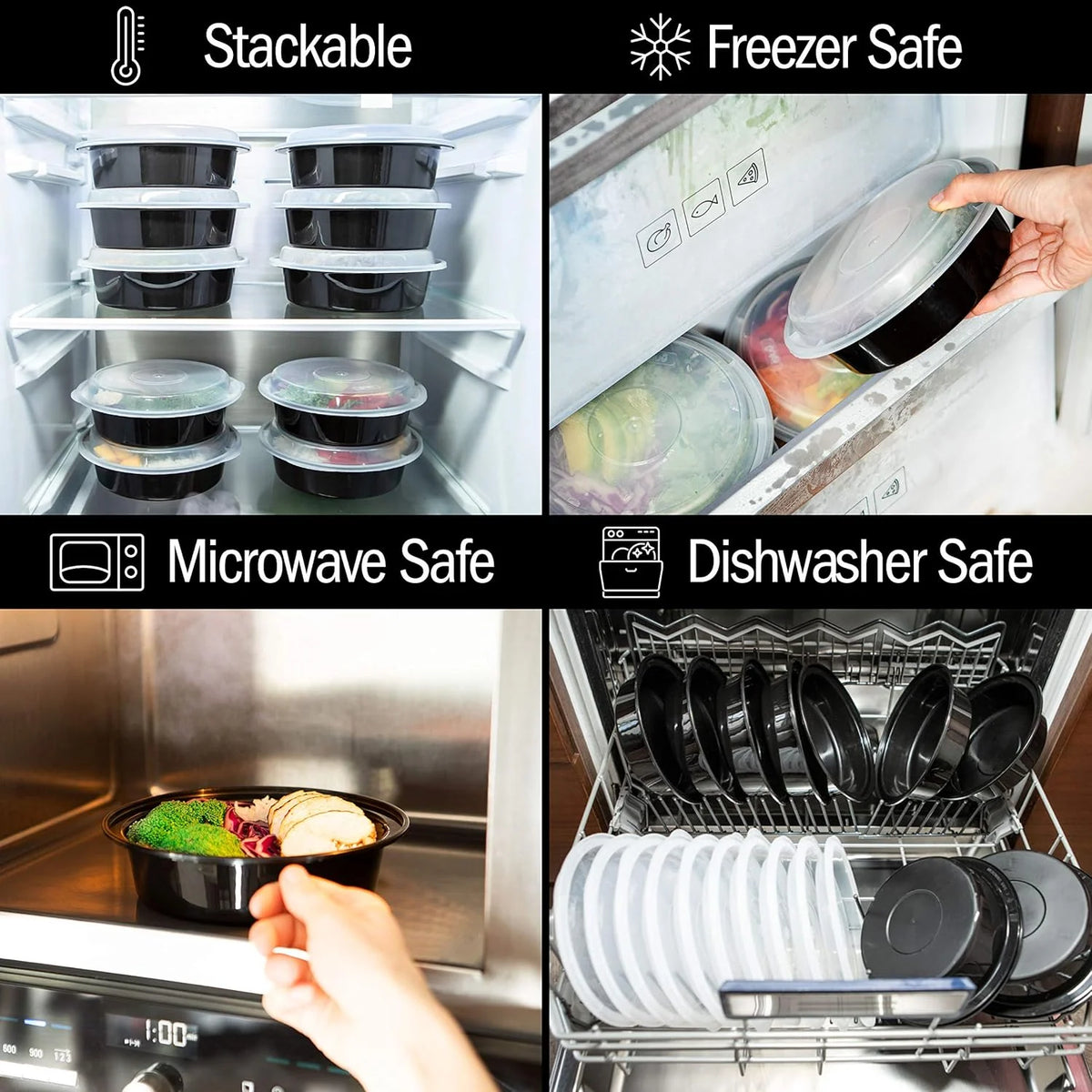 Food Storage Containers Airtight Stackable BPA-Free Plastic