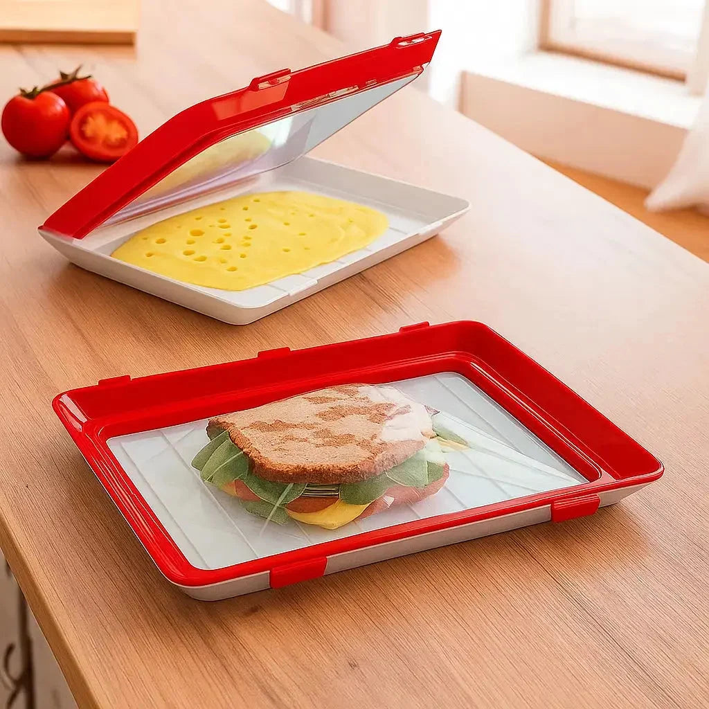 Food Storage Tray Airtight Seal Stackable Reusable Plastic