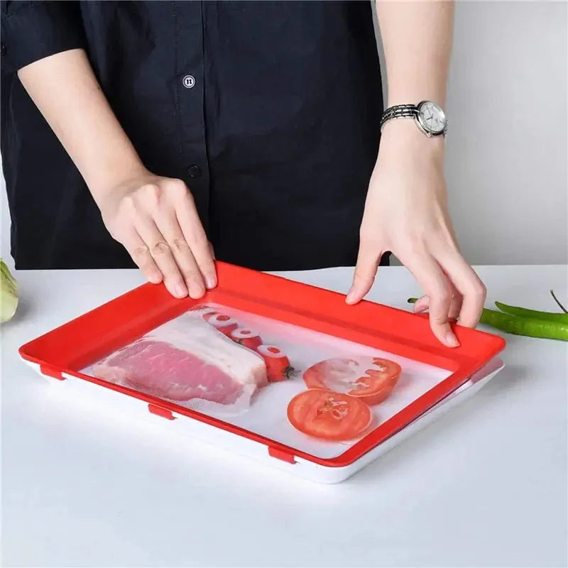 Food Storage Tray Airtight Seal Stackable Reusable Plastic