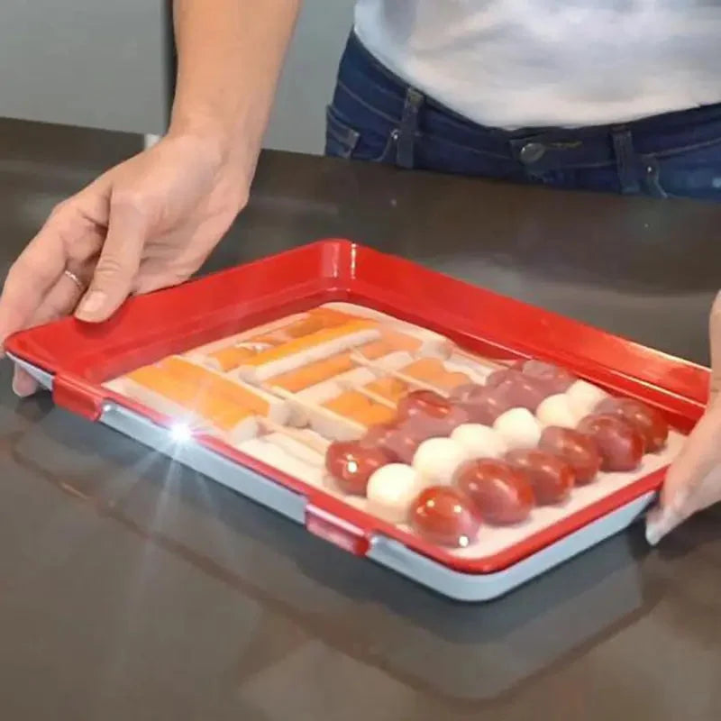 Food Storage Tray Airtight Seal Stackable Reusable Plastic