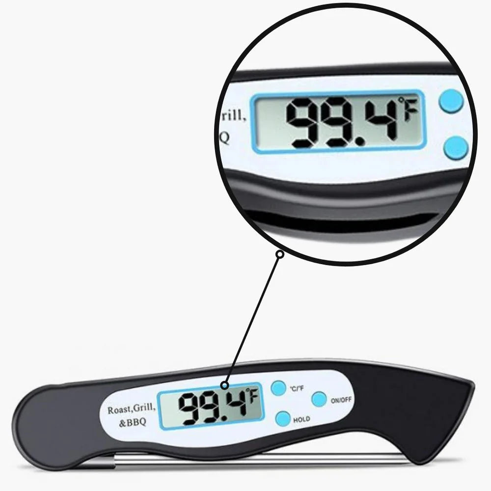 Food Thermometer Instant-Read Foldable Stainless Steel Probe