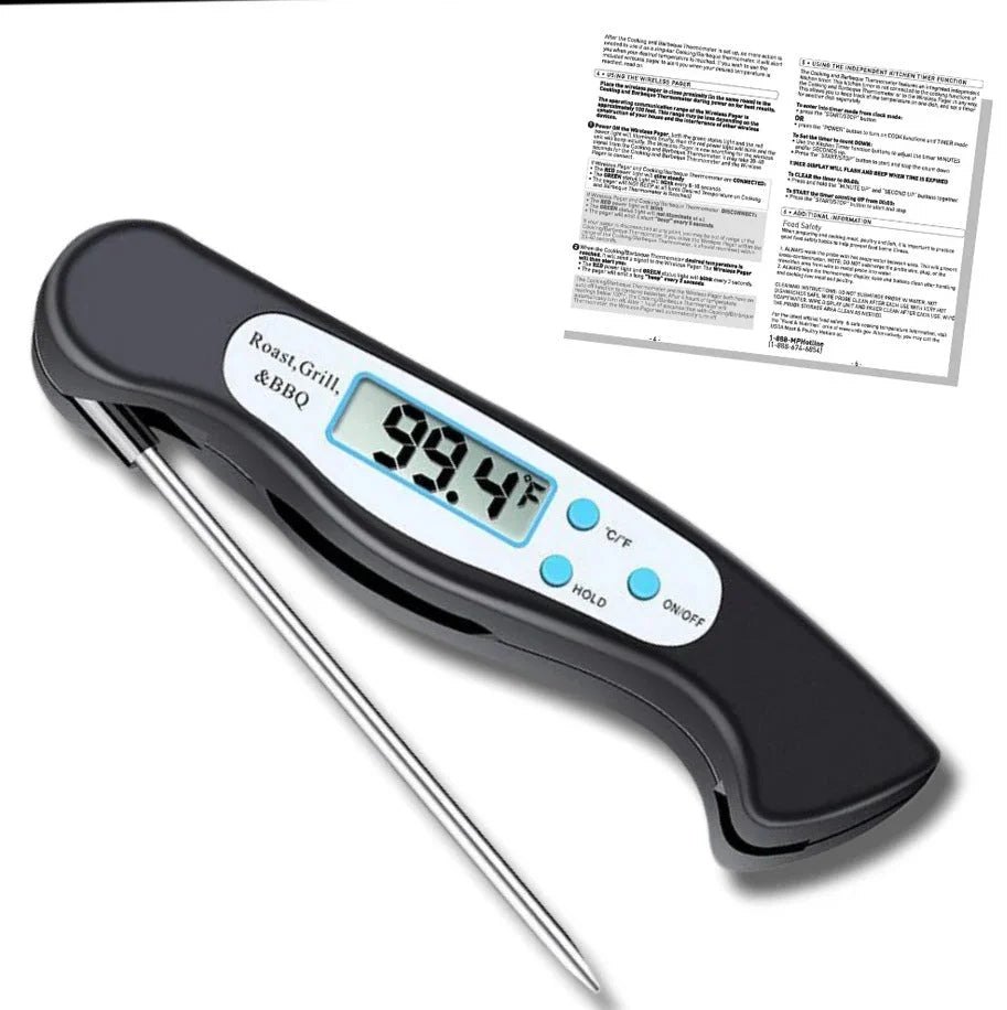 Food Thermometer Instant-Read Foldable Stainless Steel Probe