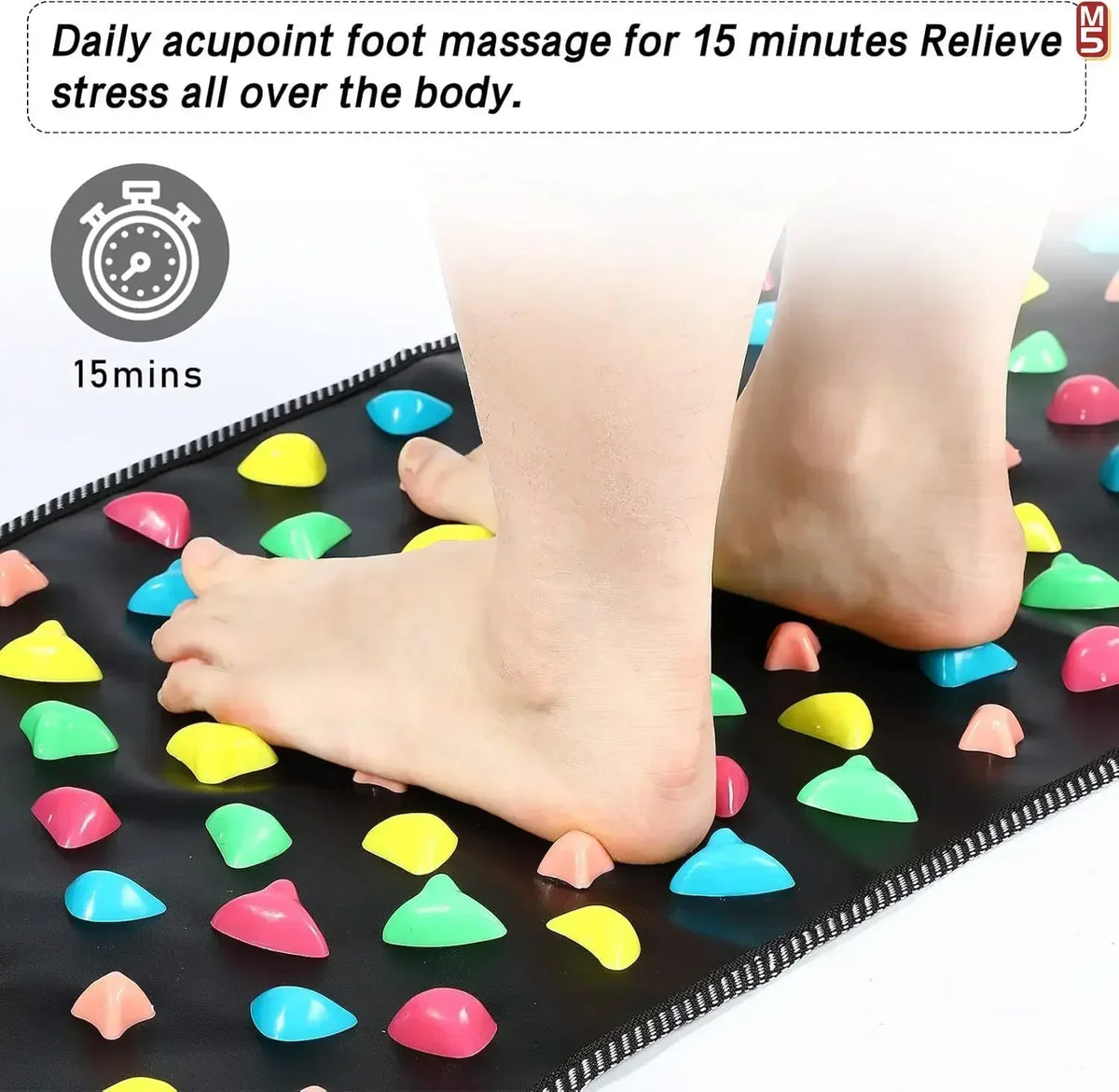 Foot Massage Mat Reflexology Stones Foldable & Portable
