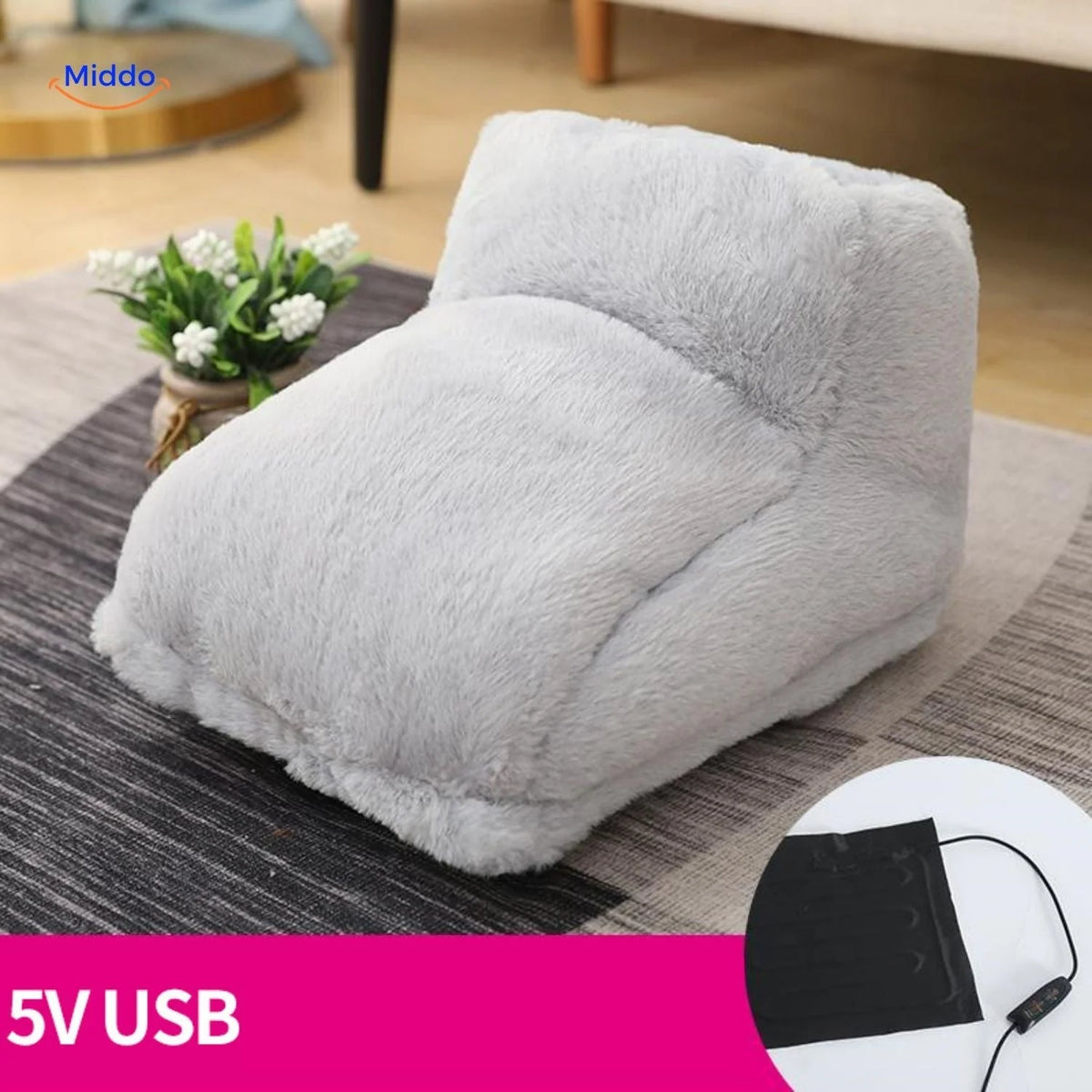 Foot Warmer USB-Powered Faux Fur Non-Slip Base