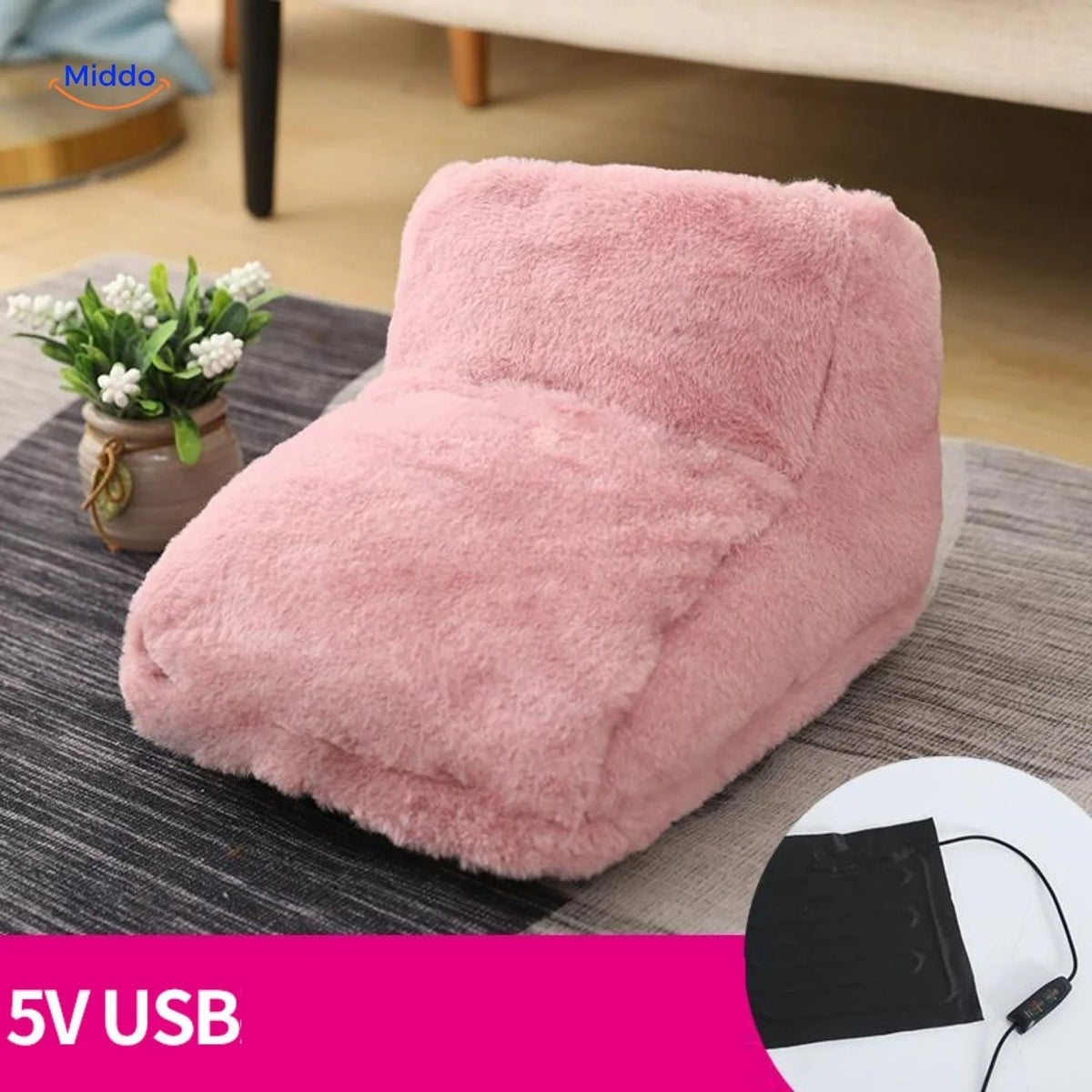 Foot Warmer USB-Powered Faux Fur Non-Slip Base