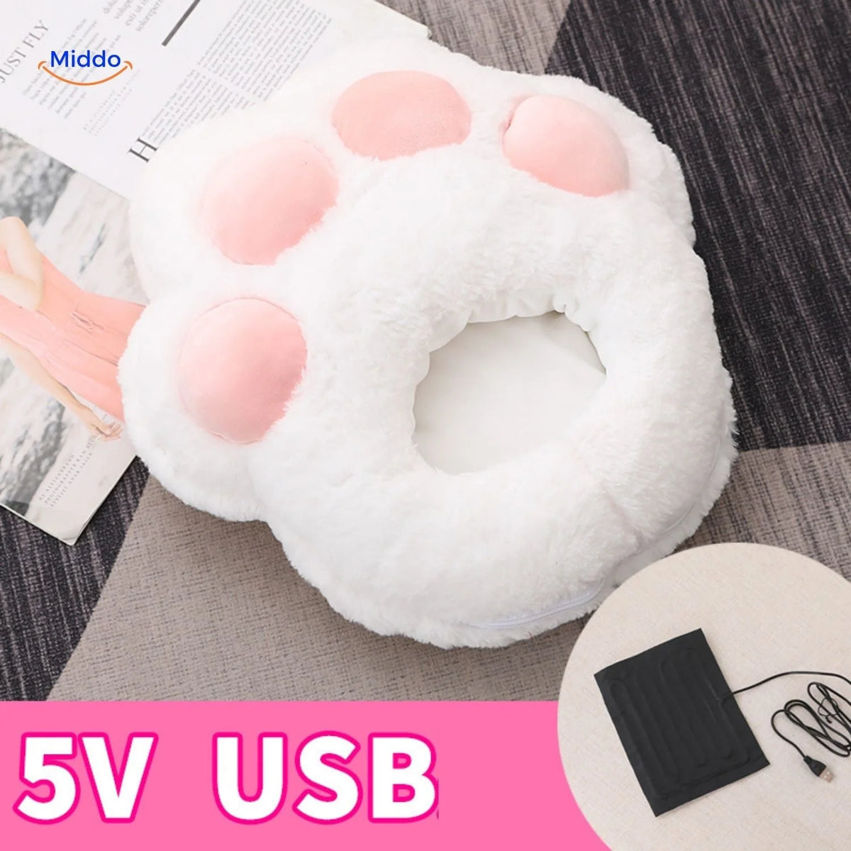 Foot Warmer USB-Powered Faux Fur Non-Slip Base