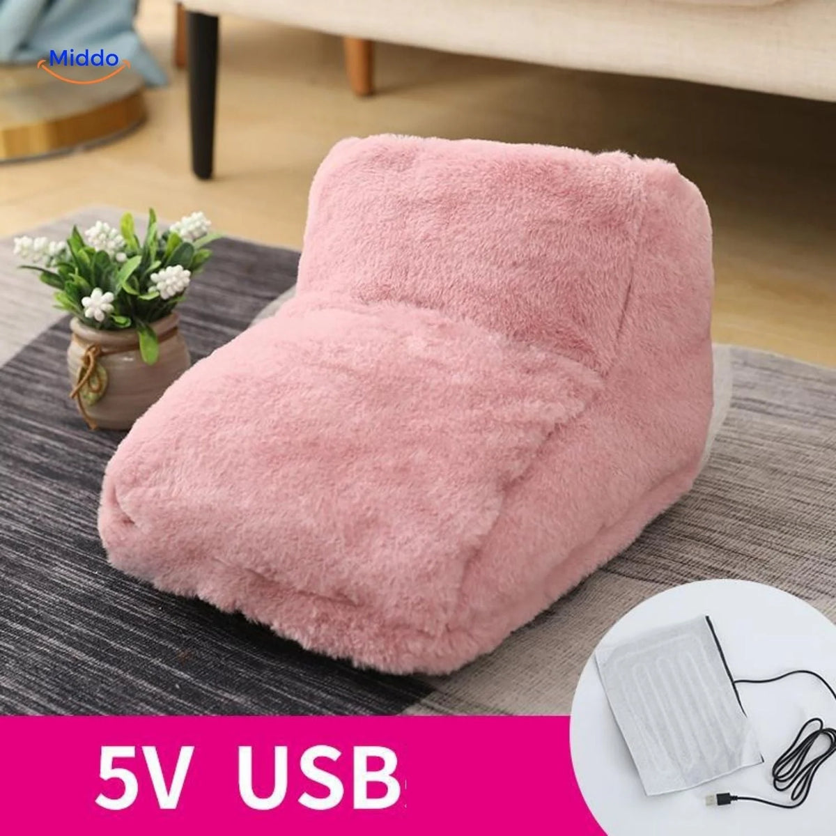 Foot Warmer USB-Powered Faux Fur Non-Slip Base