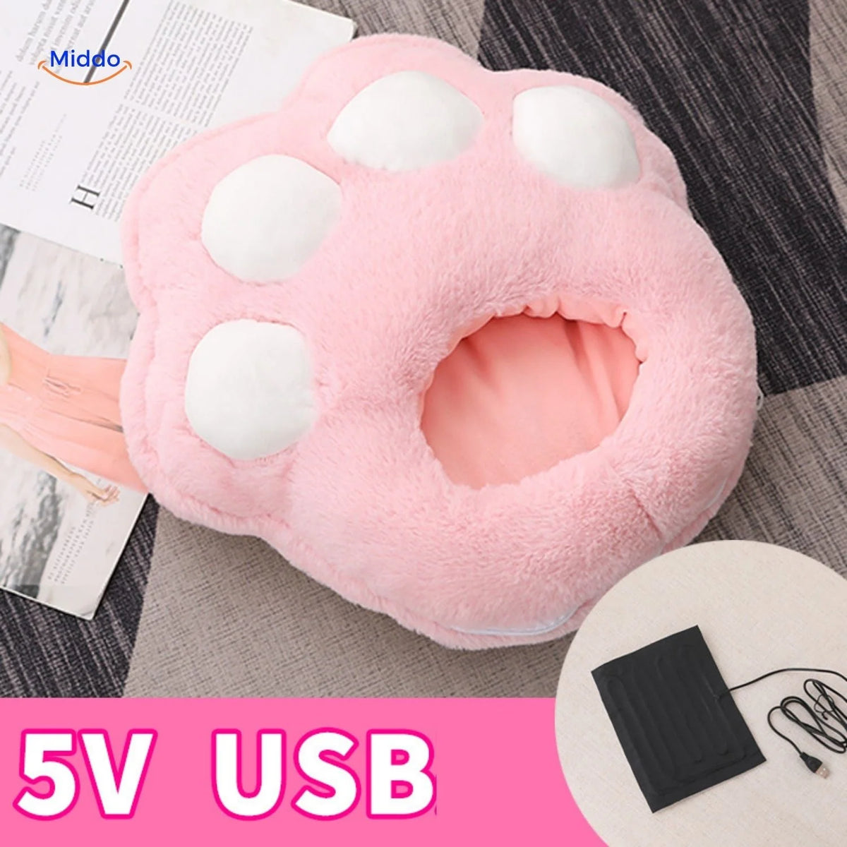 Foot Warmer USB-Powered Faux Fur Non-Slip Base