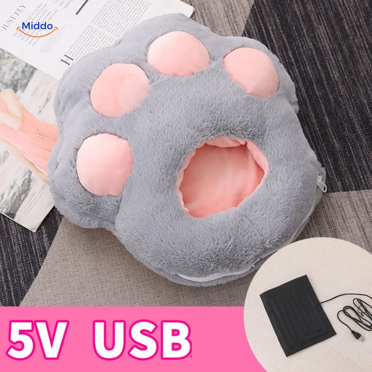 Foot Warmer USB-Powered Faux Fur Non-Slip Base