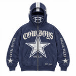 Football Hoodie Full-Zip Balaclava Hood Heavyweight Fleece Oversized Fit