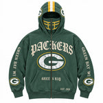 Football Hoodie Full-Zip Balaclava Hood Heavyweight Fleece Oversized Fit