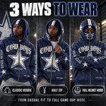 Football Hoodie Full-Zip Balaclava Hood Heavyweight Fleece Oversized Fit