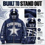 Football Hoodie Full-Zip Balaclava Hood Heavyweight Fleece Oversized Fit