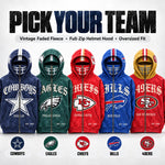 Football Hoodie Full-Zip Balaclava Hood Heavyweight Fleece Oversized Fit