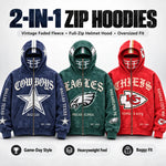 Football Hoodie Full-Zip Balaclava Hood Heavyweight Fleece Oversized Fit