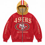 Football Hoodie Full-Zip Balaclava Hood Heavyweight Fleece Oversized Fit