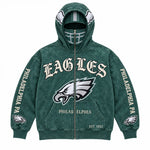 Football Hoodie Full-Zip Balaclava Hood Heavyweight Fleece Oversized Fit