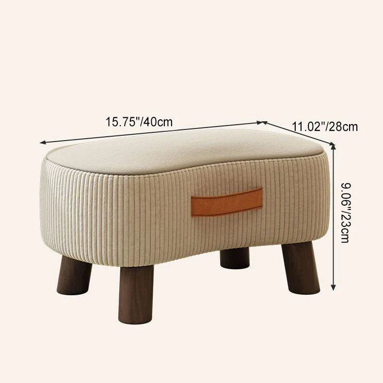 Footstool Pine Wood Frame Cushioned Seat Stackable Design