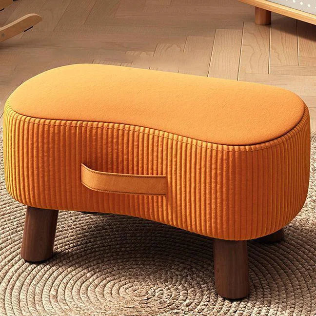 Footstool Pine Wood Frame Cushioned Seat Stackable Design