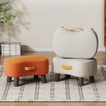 Footstool Pine Wood Frame Cushioned Seat Stackable Design