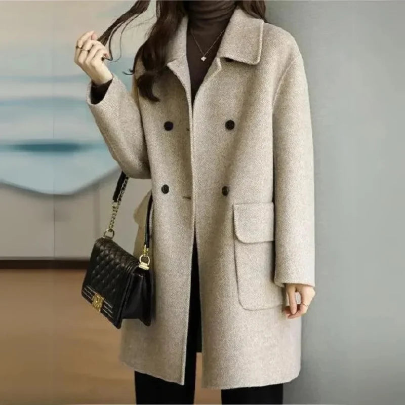Formal Coat Double-Breasted Tailored Fit Hip Pockets