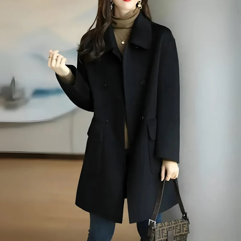 Formal Coat Double-Breasted Tailored Fit Hip Pockets