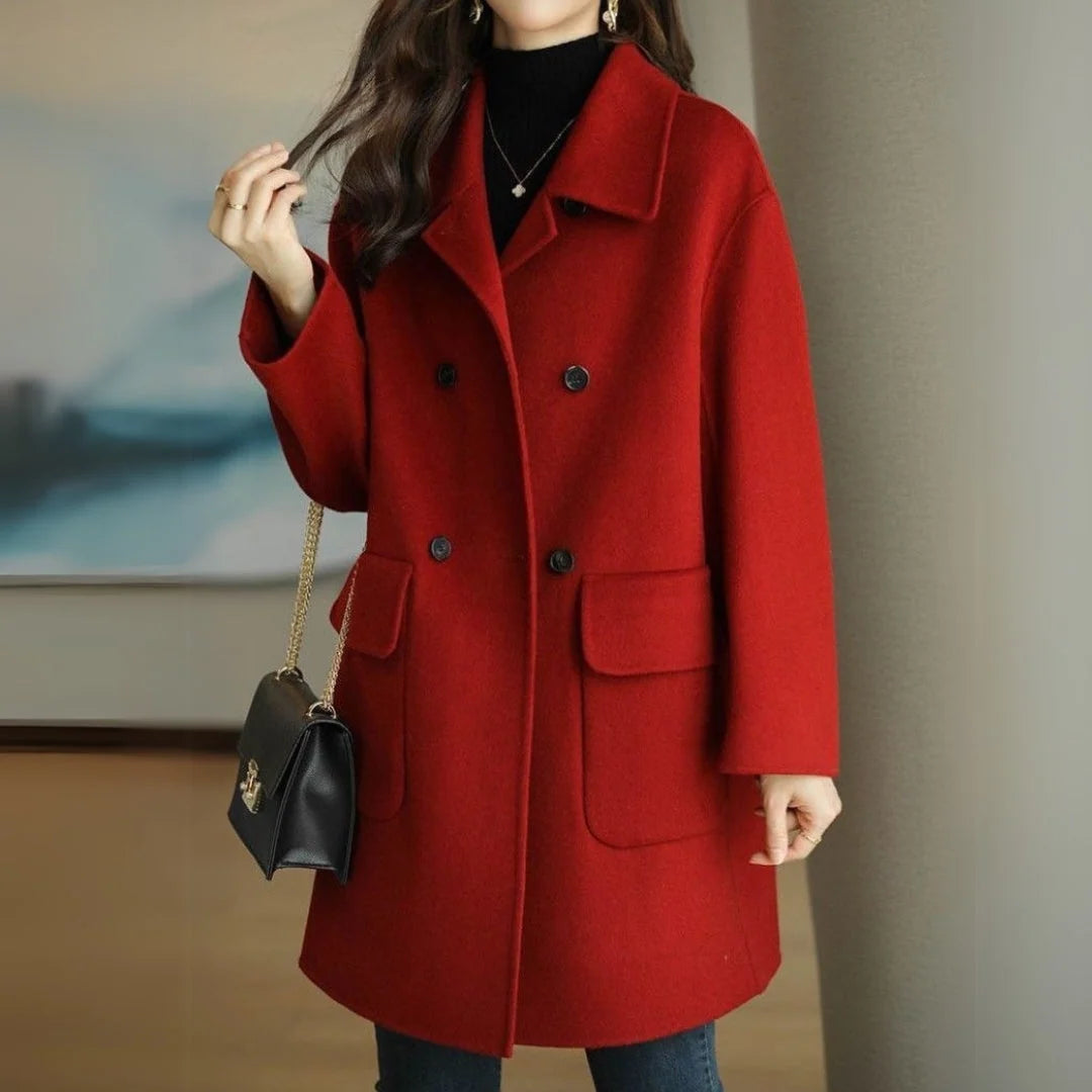 Formal Coat Double-Breasted Tailored Fit Hip Pockets