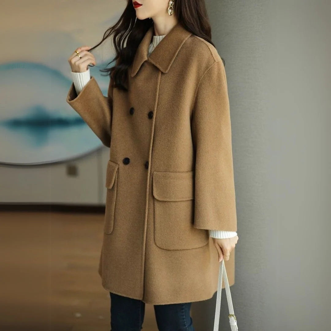 Formal Coat Double-Breasted Tailored Fit Hip Pockets