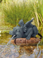 Fountain Statue Spouting Dragon Compact Resin