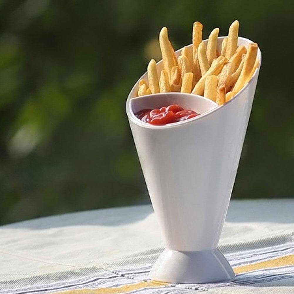 French Fry Cone Dual Compartment BPA-Free & Dishwasher Safe
