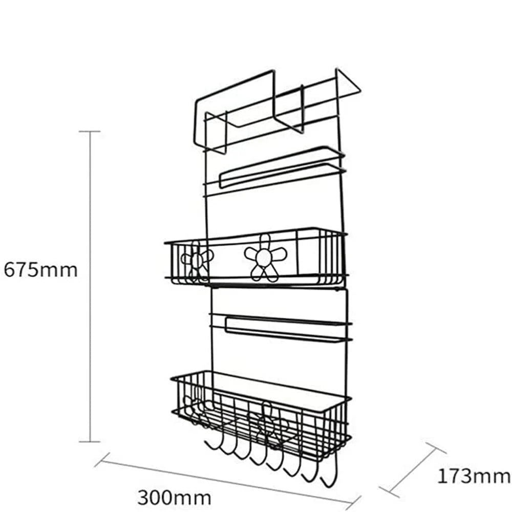 Fridge Organizer Rack Multi-Layer Rust-Proof Nail-Free Mounting