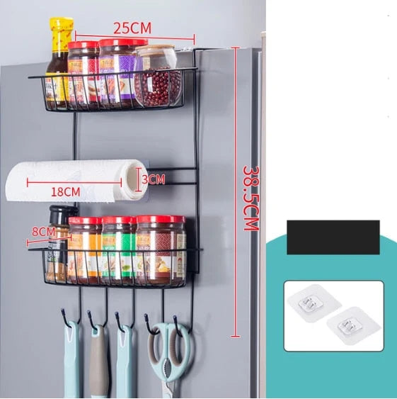 Fridge Organizer Rack Multi-Layer Rust-Proof Nail-Free Mounting