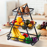 Fruit Basket Stand Carbon Steel Tiered Space-Saving Design