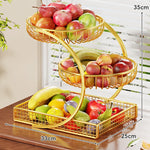 Fruit Basket Three-Tier Gold Mesh Space-Saving Organizer
