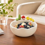 Fruit Bowl Ceramic Duck Design With Stainless Steel Fork