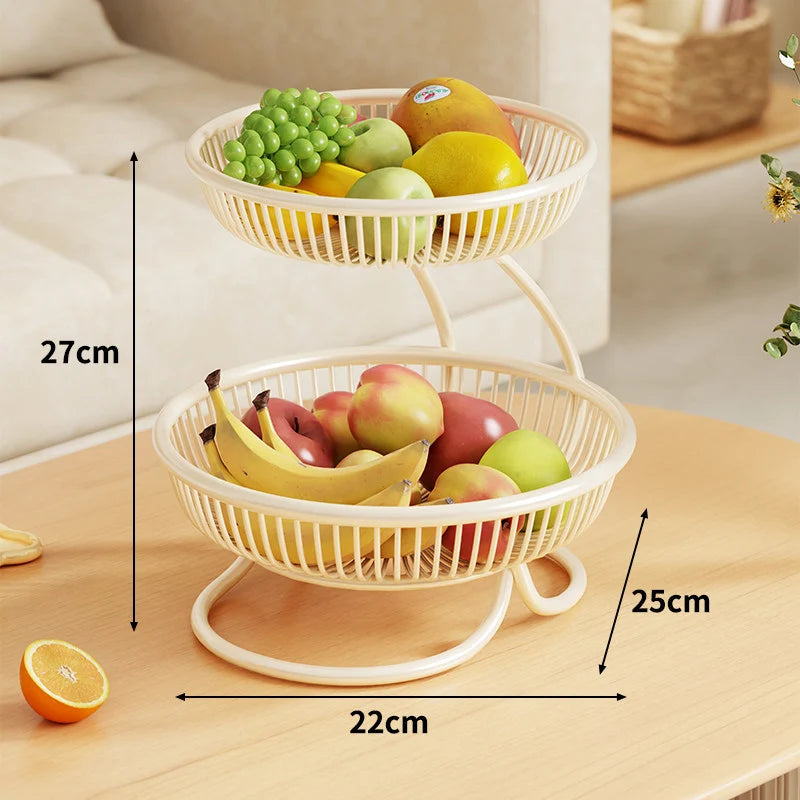 Fruit Bowl Stand Tiered Open-Wire Space-Saving
